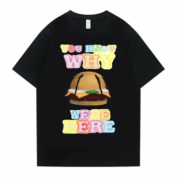 Cactus Jack Veste, Zakaj Smo Tukaj, Moških, Žensk, Hip Hop Kratek Rokav T-majice Hamburger Tiskanja Tshirt Moški Priložnostne Svoboden Ulične