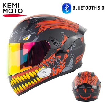 KEMIMOTO motorno kolo, Poln Obraz Čelade Motorcross Čelada z Bluetooth-združljiv za Moški Ženske Cascos Moto Capacete Čelada DOT