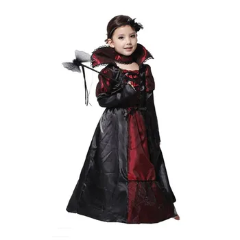 Gothic Vampir Kostum Za Dekleta, Otroci, Cosplay Dolgo Obleko Pustno Zabavo Za Noč Čarovnic Fancy Obleke