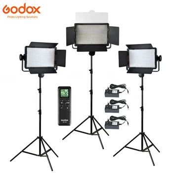 Godox 3x LED500C 3300-5600K Bi-color 500 LED Plošča Video Lučka Neprekinjeno Osvetlitev Kit LED500W + 2.8 m Stojalo + Adapter