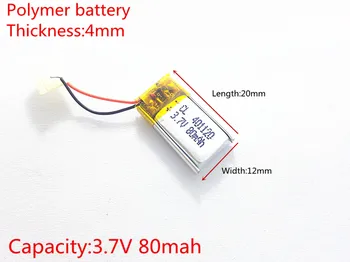 3,7 V 80mAh 401220 Litij-Polymer Li-Po baterija li ionska Baterija za Polnjenje celic Za Mp3, MP4 MP5 GPS, PSP, mobilni bluetooth