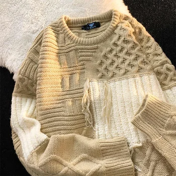 Japonski vintage občutek tassel hit barve pulover mšš in ženske jesen in zimo, bf leni veter nišo letnik, mehka, voskasta pulover