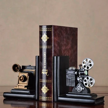 Retro Camera Bookend Film Film Projektor Črna Srebrna Kolektor je Projekt Creative Naslonjač Vintage Nakit Študija Soba Študija Ho