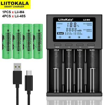 4PCS LiitoKala Lii-48S 3,7 V 4800mAh 21700 li-lon Akumulatorska Baterija Za 9,6 moč 2C Stopnja Praznjenja +Lii-M4 Inteligentni Polnilec 4