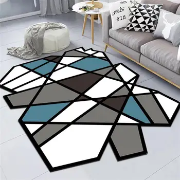 Nordijska geometrijo dnevne sobe preproga doma dekoracijo preprogo moderne spalnice neprimerne električne blazine, kavč, klubska mizica talna obloga študija preprogo