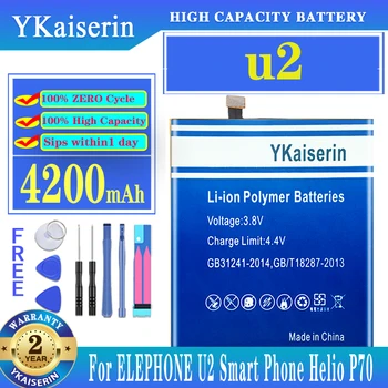 YKaiserin U2(Za ELEPHONE) 4200mah Baterija za ELEPHONE U2 Pametni Telefon Helio P70 Visoka Zmogljivost Batterij Brezplačna Orodja