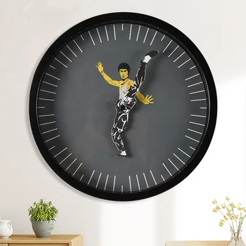 10 inch Bruce Lee Slika Stenske Ure 3D Ure dnevno Sobo Doma Dekor Horloge kmečki dom dekor stenska ura za otroke sobe
