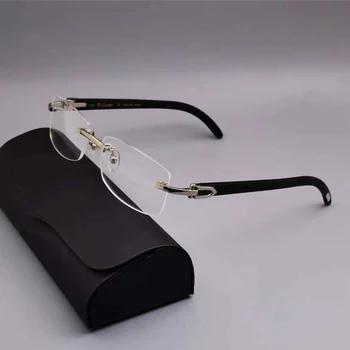 Rimless Očala Naravnih Rog brez okvirjev Recept Kratkovidnost Eye Glasses Okvir Luksuzne blagovne Znamke Sonce Očala z Avto Original Škatlo 10