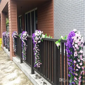 Vijolična Umetne Rože Dekor Simulacije poroko Steni Visi v Košarico trte Orhideja Svile rattan zunanji hodnik DIY