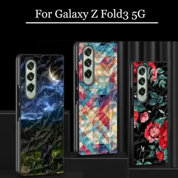 Kaljeno Steklo Zvezdnato Nebo Naslikal Krat Flip Primeru Za Samsung Galaxy Ž Krat 3 2 Trdi Zaščitni Pokrovček za Galaxy Ž Fold3 Fold2 5G 1